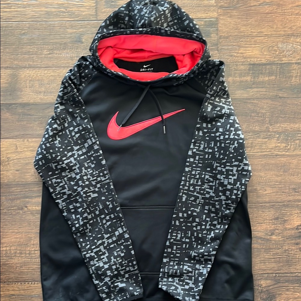 Nike Black and Red Hoodie